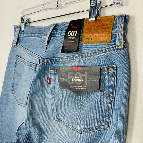 NWT Levi’s Premium Women’s 501 High-Rise Skinny Straight Jean Denim Size 27 - Picture 7 of 11